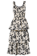 Skies Are Blue Printed Tiered Midi Dress