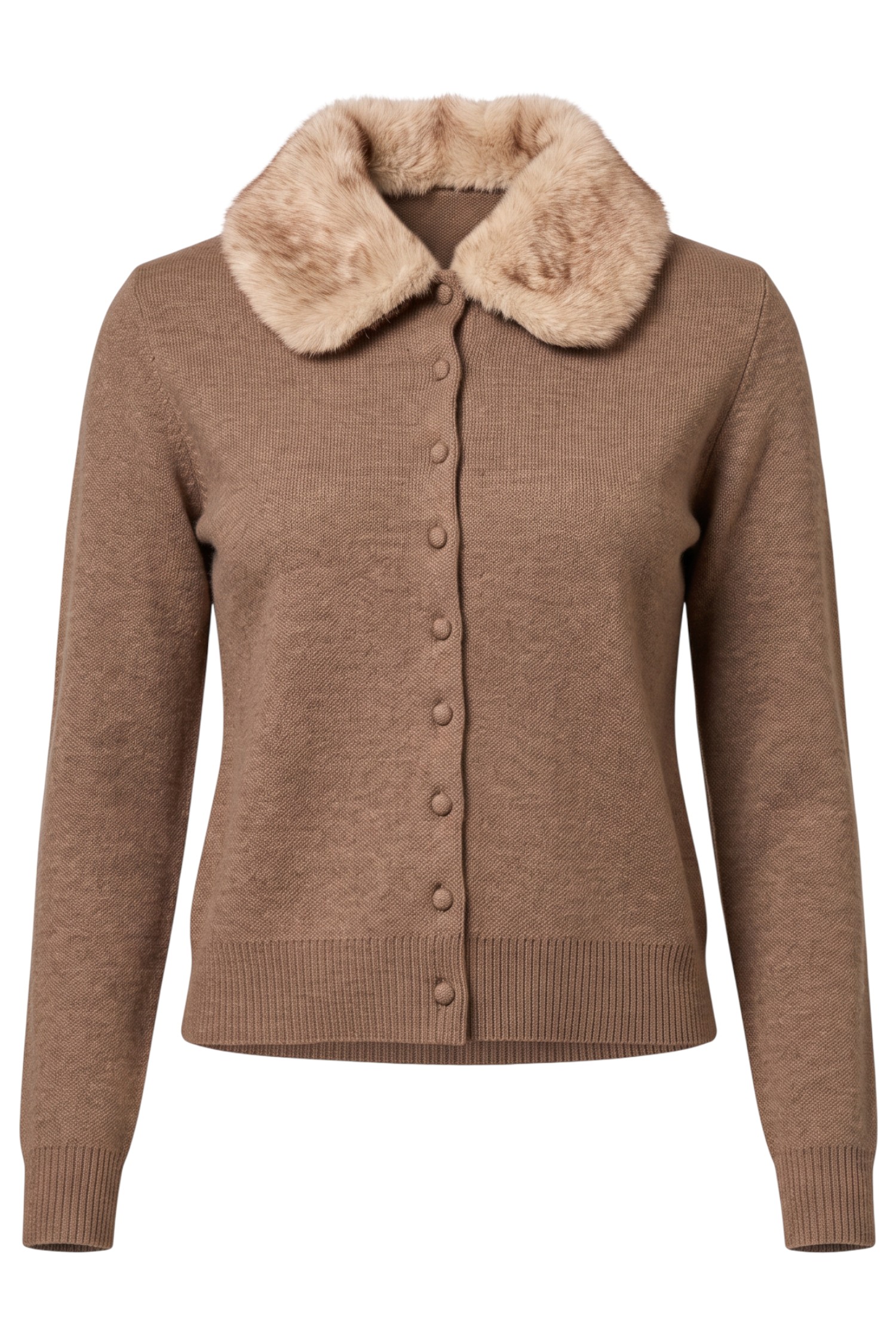 Faux Fur Collared Cardigan