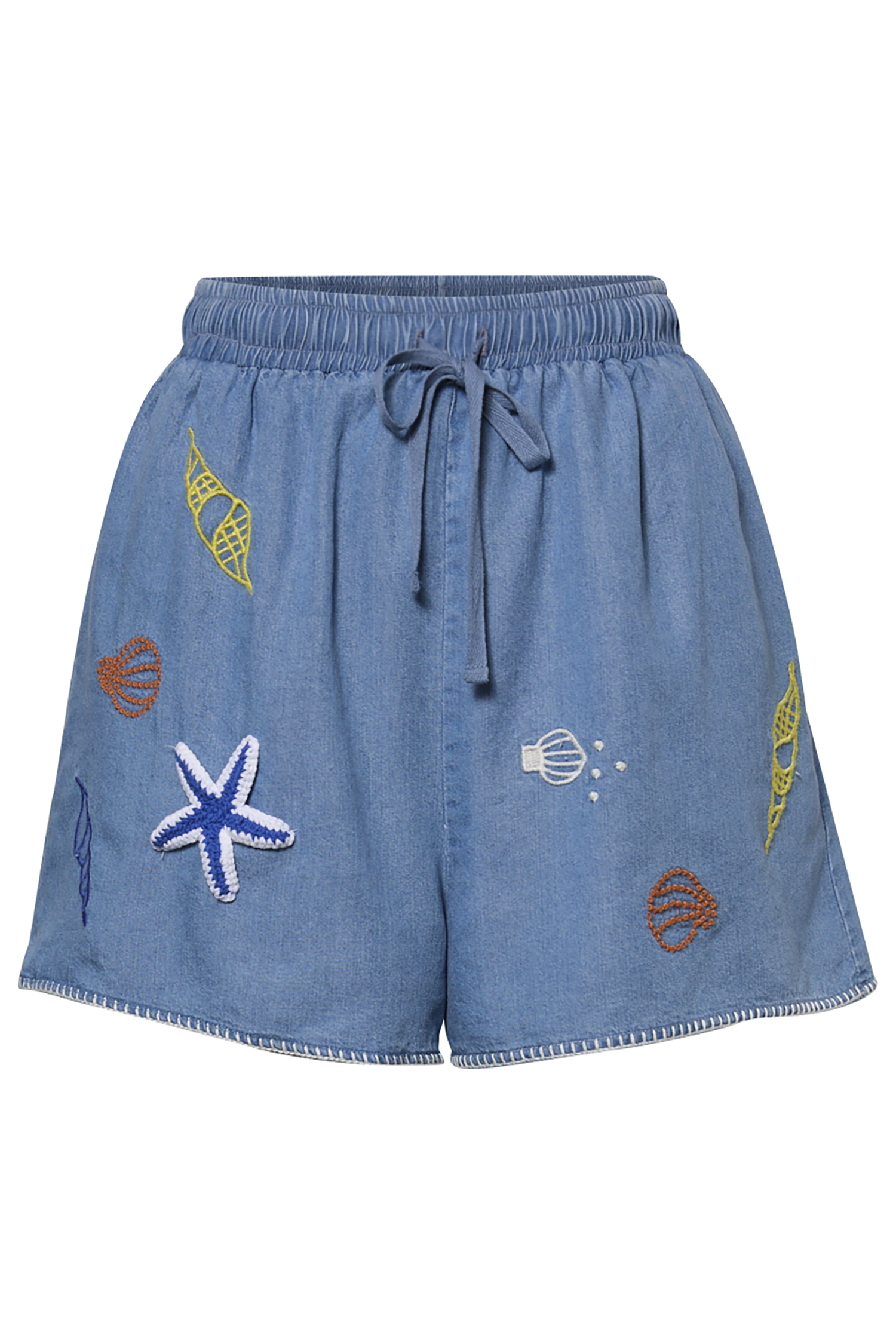 Embroidered Tie Waist Shorts