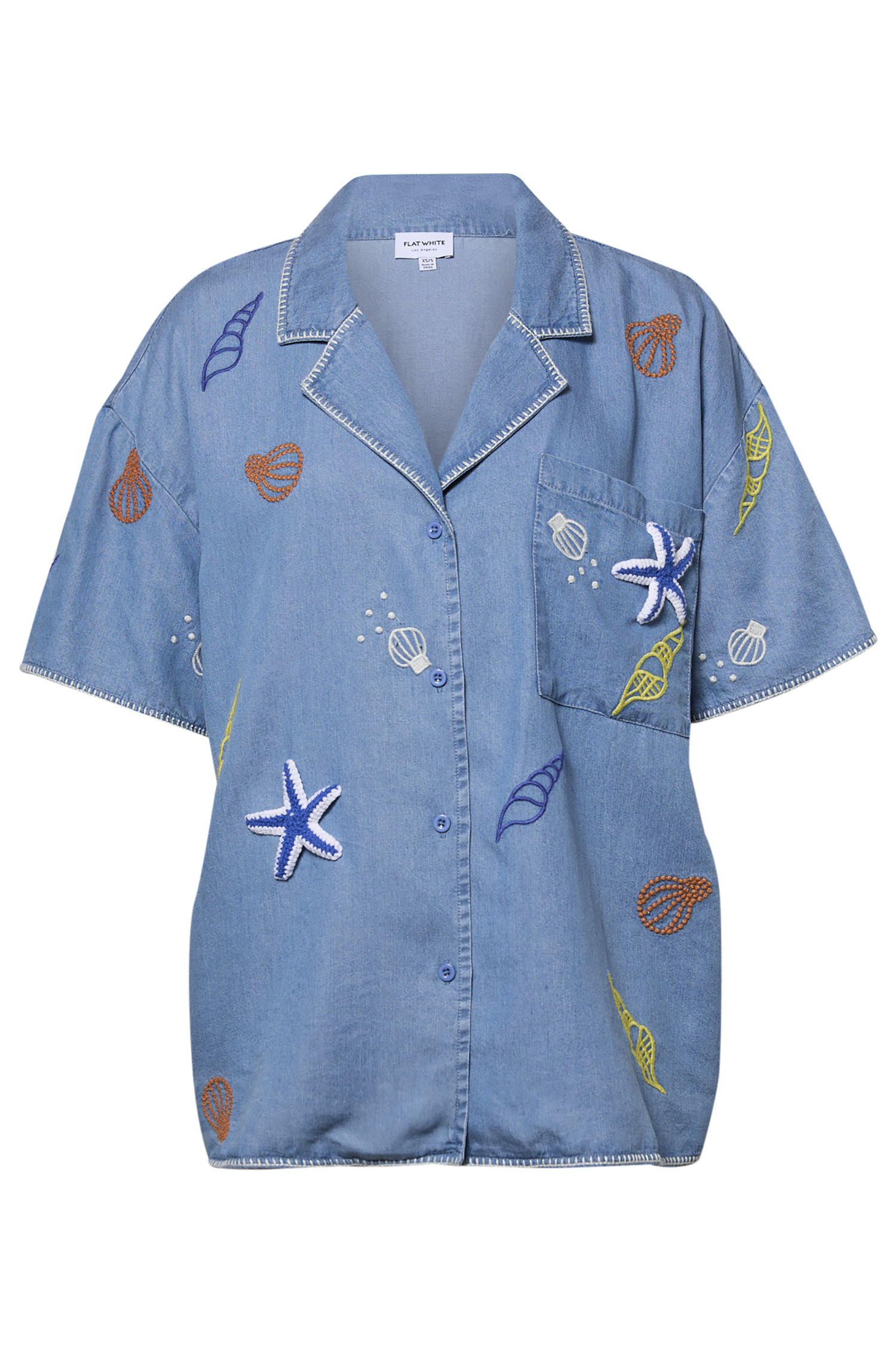Embroidered Denim Top