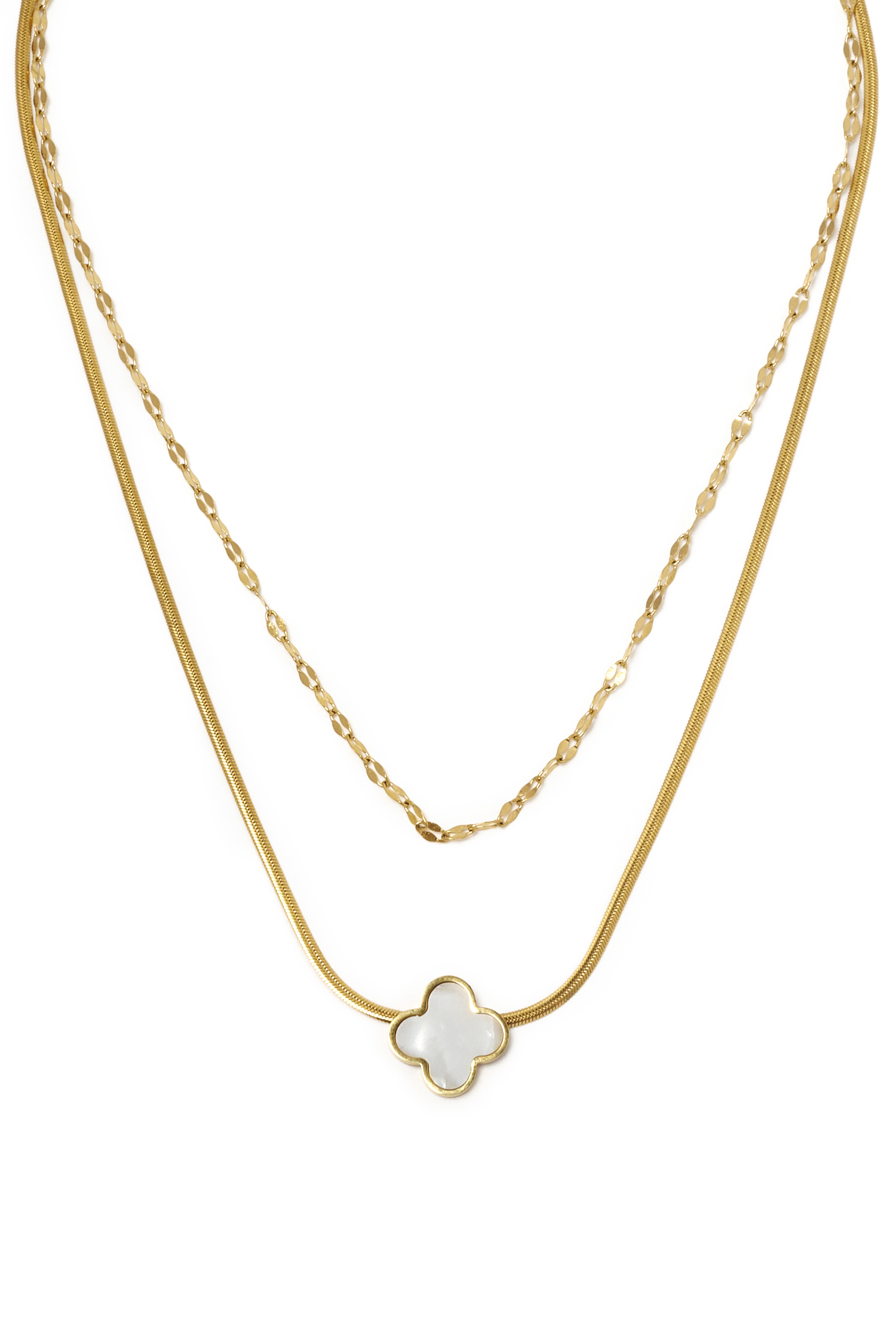 White Clover Double Chain Necklace
