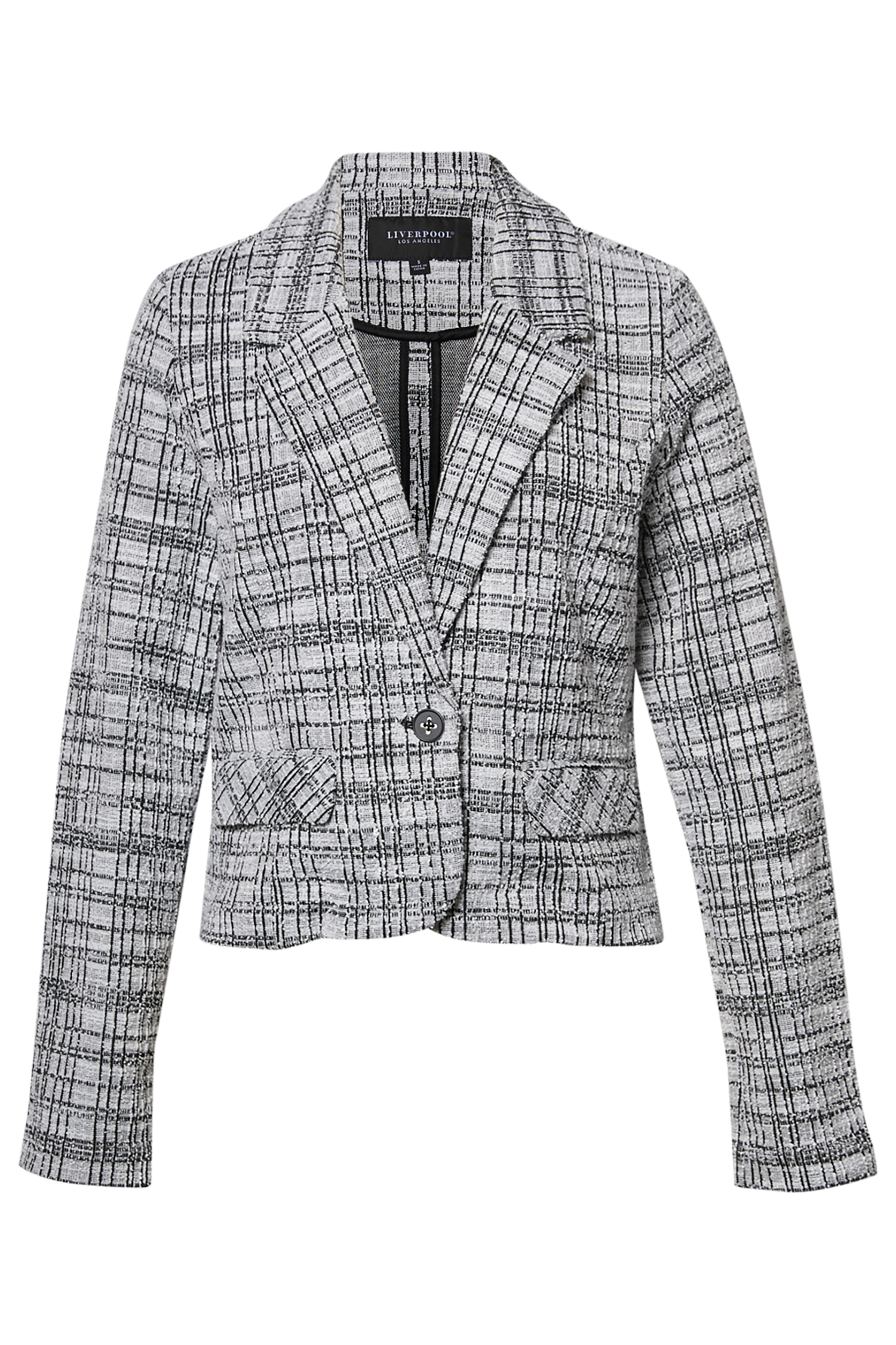 Liverpool Cropped Plaid Blazer