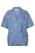 Embroidered Denim Top